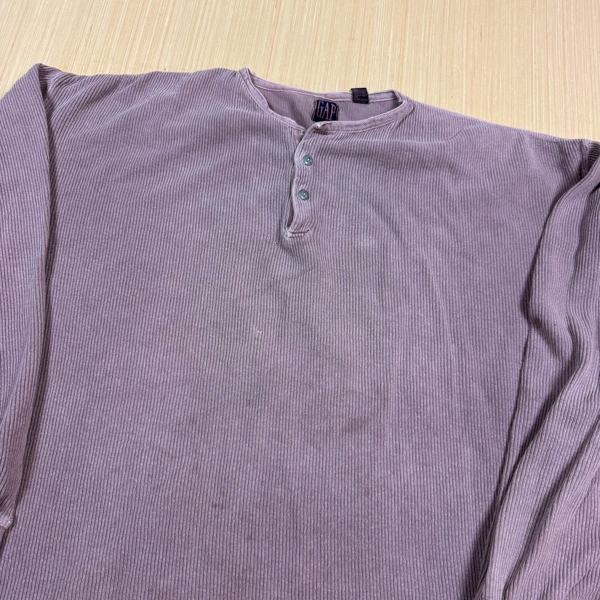 トップス 1990s~ old gap henley long-sleeve tee Vintage 90s Gap Henley Sweatshirt Faded Boxy Pigment Dyed XL Boxy
