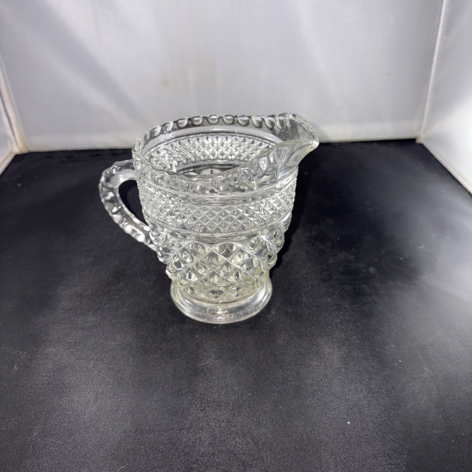 Vintage Anchor Hocking Wexford Clear Glass Creamer Pitcher 4.5”