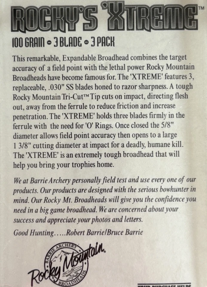 Rocky’s XTREME Cabeza Ancha Expandible Precisión Mortal 100 Granos 3 Hojas 5/8’’’ Paquete de 3 Foto 4 de 4