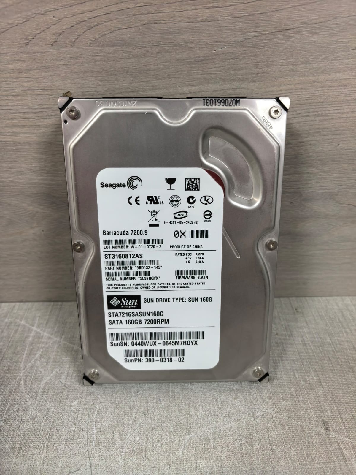 Seagate 9BD132-145 ST3160812AS F/W 3.AZN SEAGATE 9BD132-145 ST3160812AS F/W 3.AZN HARD DISK 8