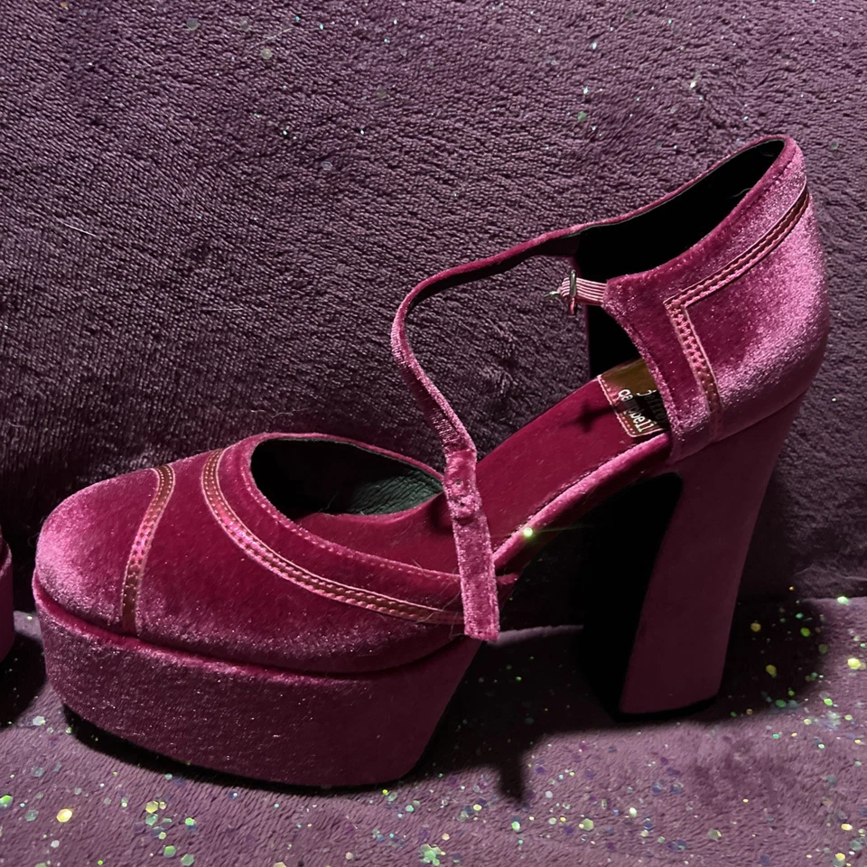 Zapatos de fiesta Jeffrey Campbell para mujer con plataforma de terciopelo rosa talla 7/8 nuevos sin caja Foto 4 de 4