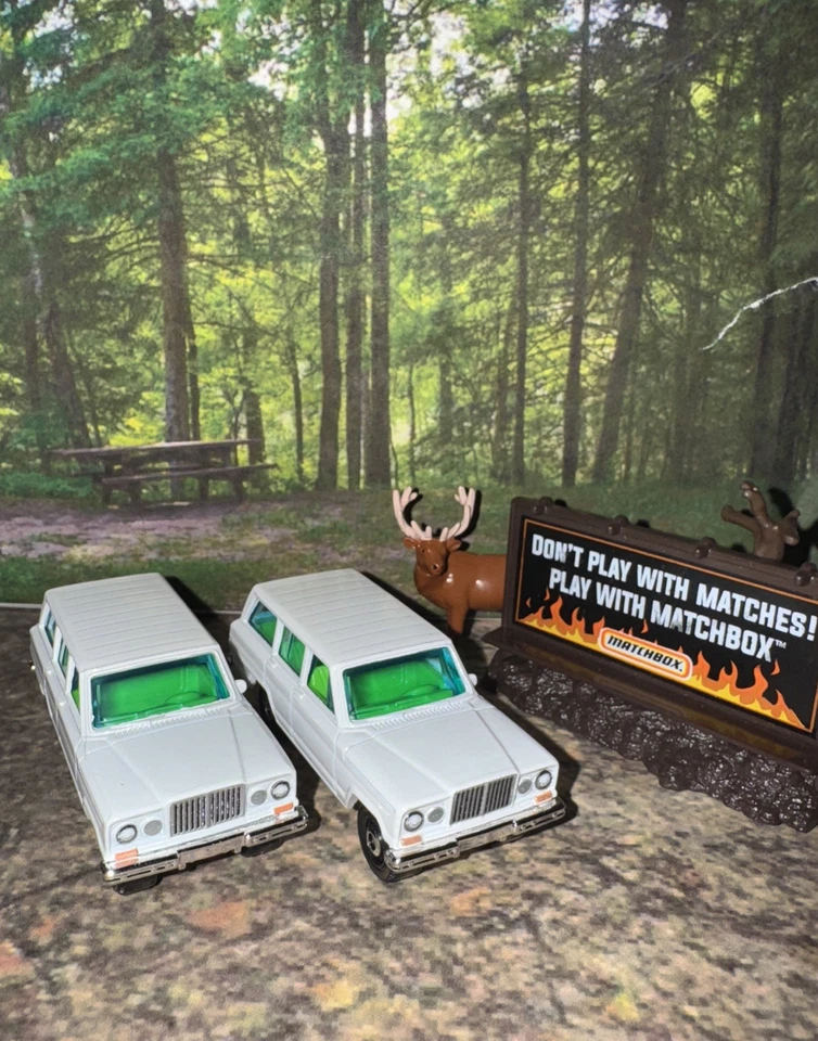 Lot Of 2 Matchbox 1964 Jeep Wagoneer Trailer Hitch New LFFP Diecast 1:64 White - Image 3 of 4