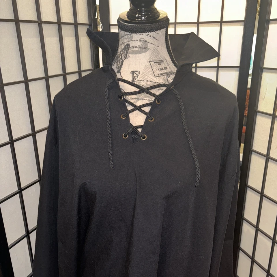 Molinete Túnica Negra Talla Grande Cosplay Larp Renacimiento Festival Foto 2 de 4