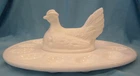 VINTAGE L. E. SMITH WHITE MILK GLASS HEN ON A NEST COVERED DEVILED EGG PLATE