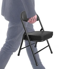 Mini Folding Chair Garage Stool Portable Camping with Padded Seat Lightweight