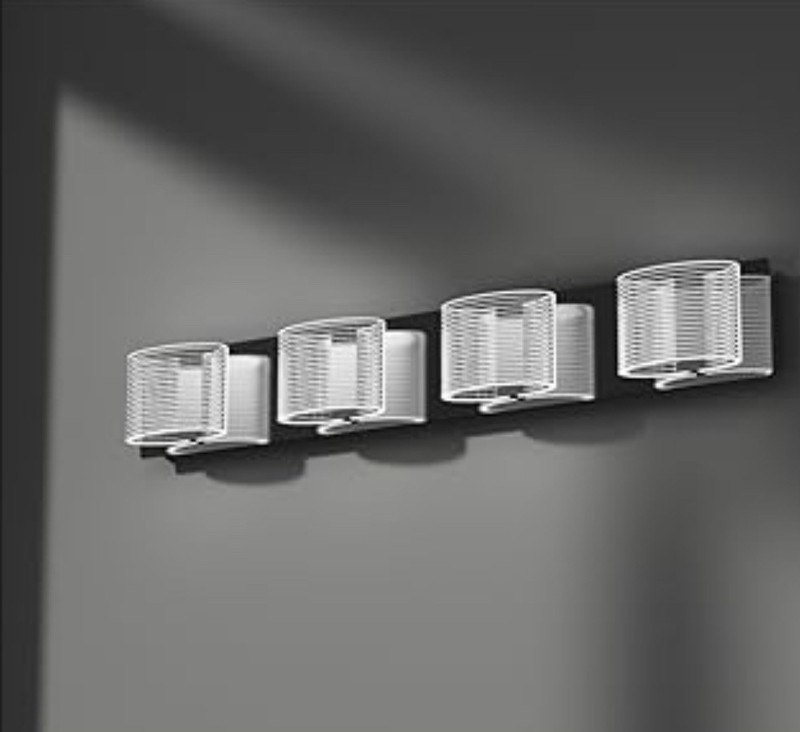 URSOLA 4 Light Bathroom Vanity Light 33.5 Inch LED Chrome Finish Dimmable Vanity