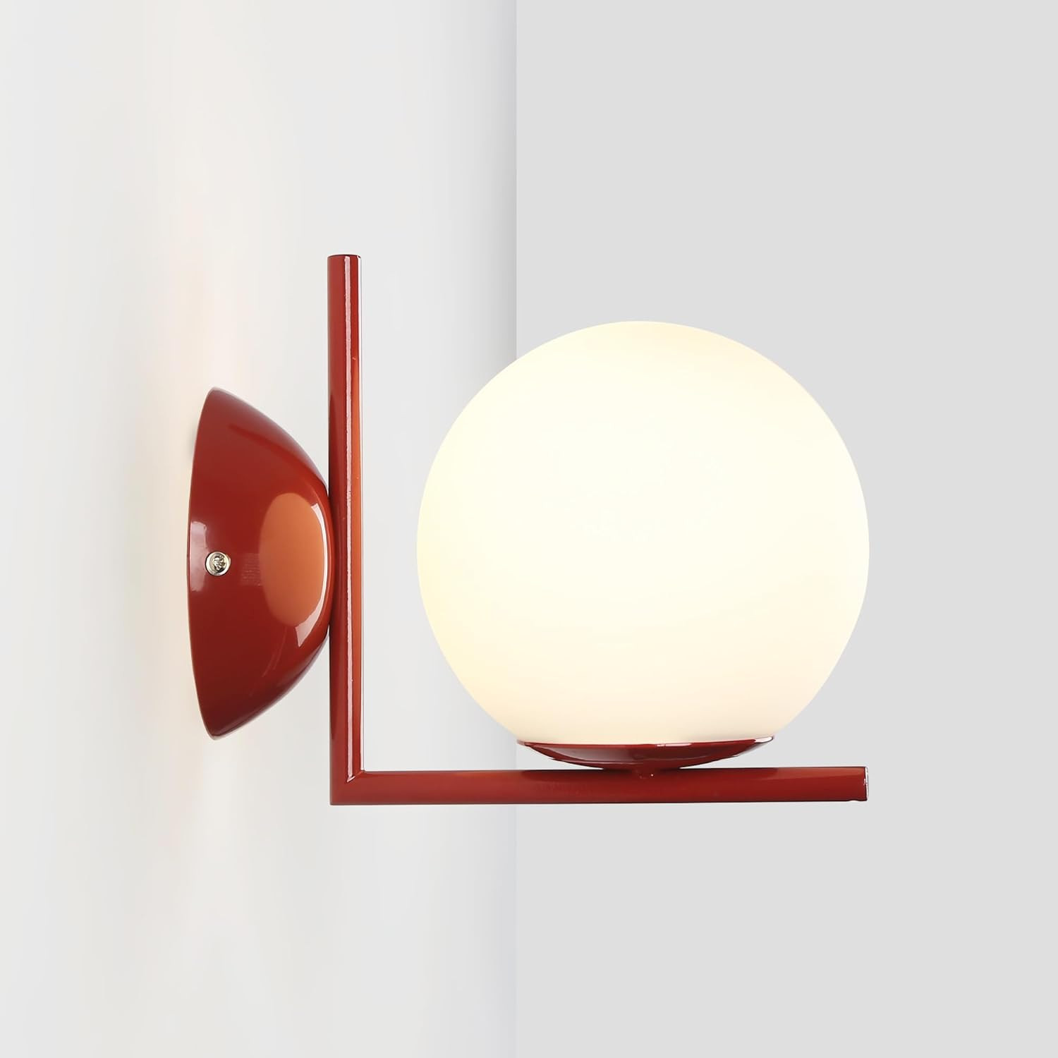 Lampada da Parete Design Rosso e Vetro Opalino Barcelona LED