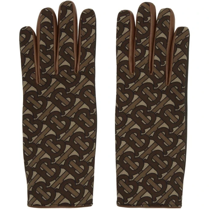 Burberry — Burberry Brown Monogram Classic Gloves Medium Size 8.5 Brand New