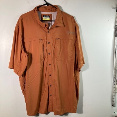 Magellan Outdoors Pro Orange Short Sleeve Utility Fishing Shirt Men's 3XL