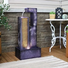 Cascading Tower Metal Water Fountain with LED Lights - 32 in by Sunnydaze