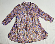 Dress Brown & Purple Long Sleeve Lined Pleated Women's 1X By Nine West