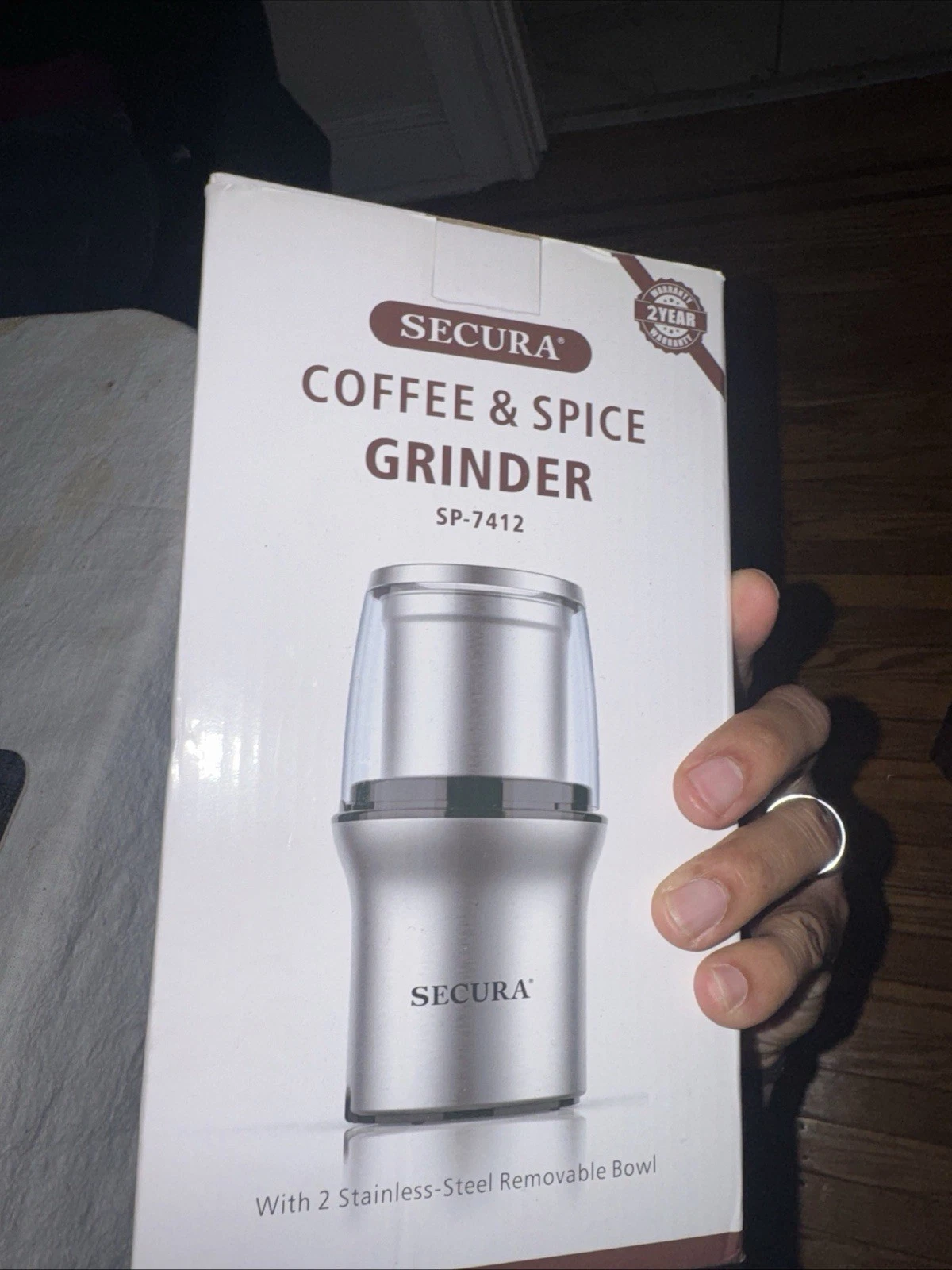 Secura Coffee & Spice Grinder stainless steel removable bowl NEW