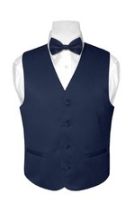 BOY'S Dress Vest  BOW TIE Solid NAVY BLUE Color BowTie Set for Suit or Tuxedo