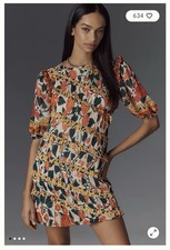 Farm Rio Anthropologie Puff Sleeve Mini Dress XS 
