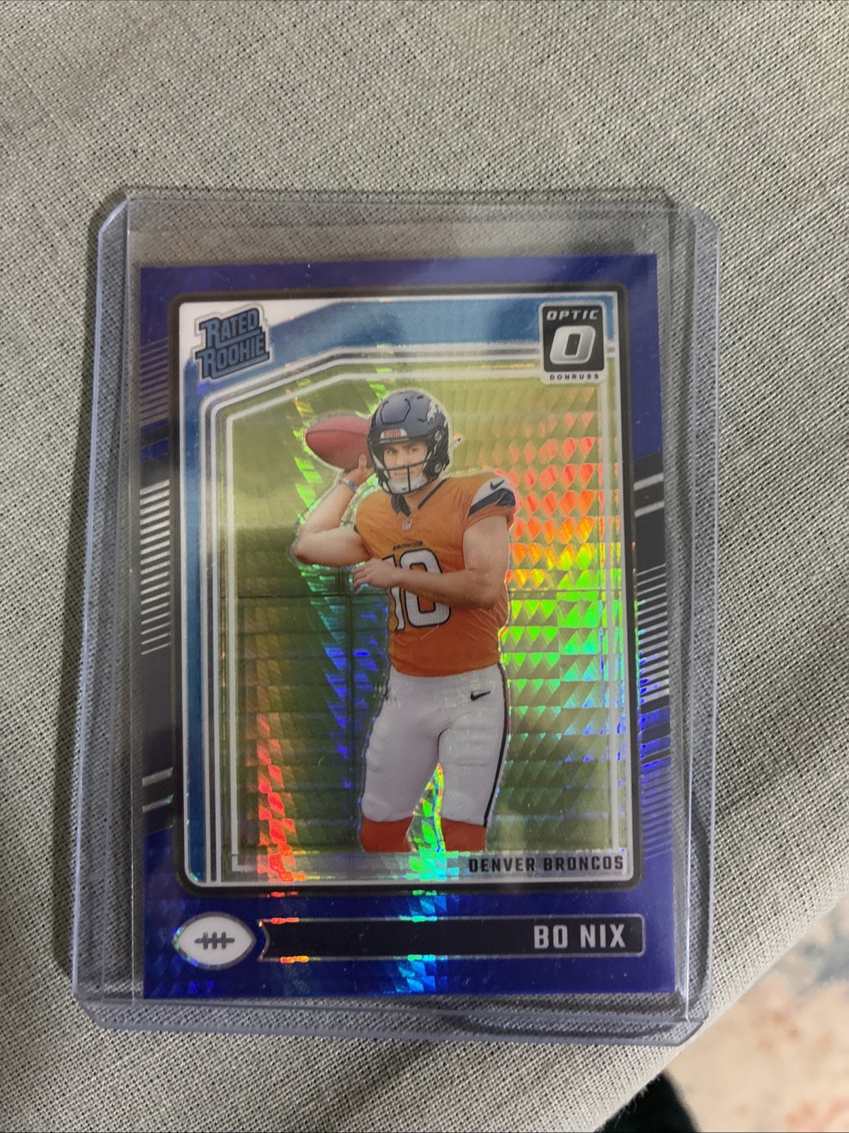 2024 Panini Donruss Optic - Rated Rookie Bo Nix #209 Blue Hyper Prizm (RC)