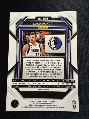 2023 NBA Panini Prizm Luka Doncic Silver Prizm Dallas Mavericks #196 SP - Picture 2 of 2