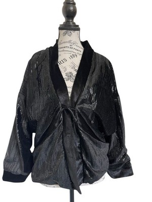 NWT Zara Black Kumono Velvet Tie Front Blazer Jacket XS /Girls 13-14Y Party
