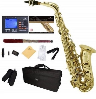 Mendini By Cecilio Eb Alto E Flat Key Saxophone, Case, Tuner, Mouthpiece - Gold