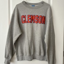 Champion Clemson Tigers Eco Fleece Sweatshirt Size L Gray Heather Preowned