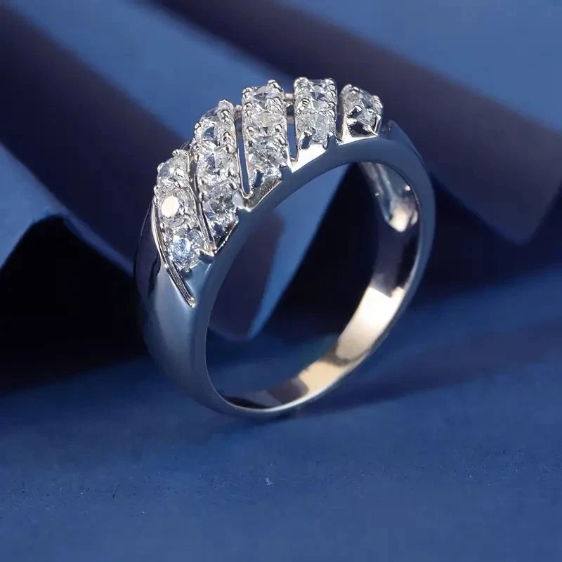 Men's Promise Band Ring In 14K White Gold Plated 2Ct Round Cut Simulated Diamond