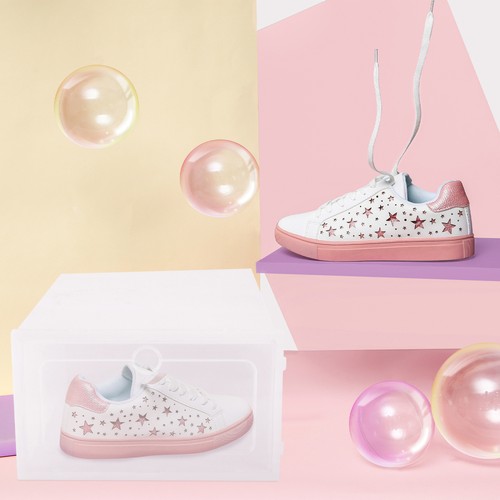 12PCS Thicken Shoes Box Transparent Stackable Shoes Storage Box - Size S White - Picture 2 of 12