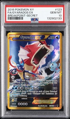 2016 POKEMON XY BREAKPOINT SECRET #123 FULL ART/GYARADOS EX PSA 10