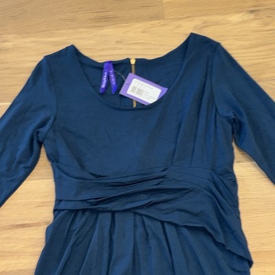 NWT Seraphine Side Pleat Detail Maternity Dress Sz 2 Black Long