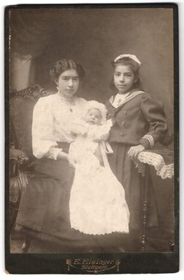 Photograph E. Eisinger, Stuttgart, mother and daughter in sailor suit & baby 