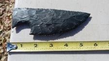 5.7 Inch Flint Knapped Knife Obsidian Reproduction. Arrowheads Flintknapping 