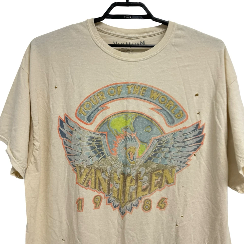 Van Halen Hombre Retro Camiseta Manga Corta Beige Gráficos Estilo Vintage Talla Única Foto 3 de 4