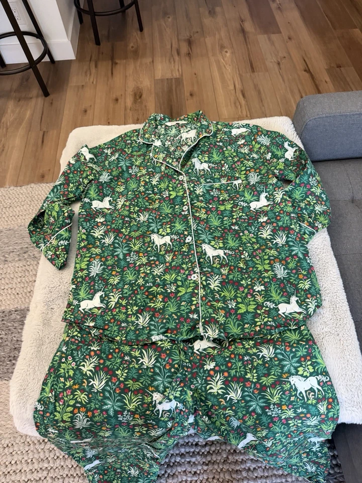 Anthropologie Printfresh Unicorn Garden Pajama Set Size Large - Image 4 of 4