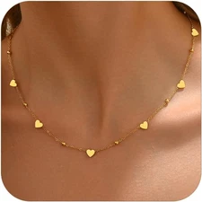 Gold Chain Necklace for Women 18K Gold Plated Stainless Steel Necklace Dainty St