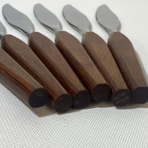 Bonito Juego de 6 CUCHILLOS PARA CARNE CON MANGO DE MADERA DE FLORA MCM True Vintage Mid Century - Imagen 17 de 17