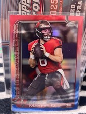 topps chrome football baker mayfield red white and blue refractor