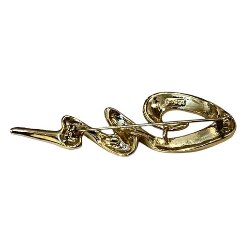 VTG Signed AJC BROOCH PIN Gold Tone Squiggly Lines Scroll Curly Twister Cursive - Picture 12 of 14