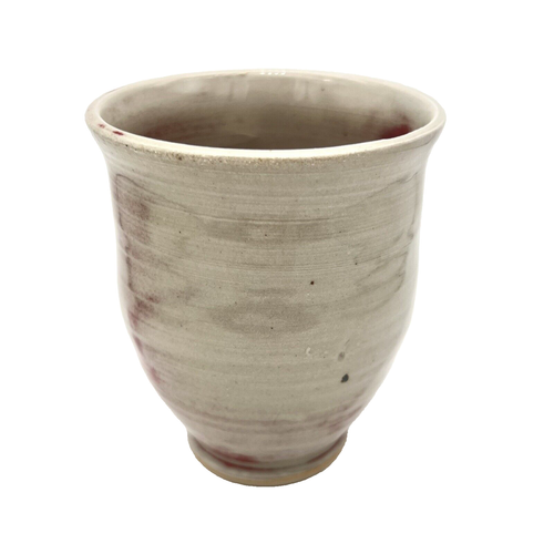 Studio Pottery Coffee Mug Gray and Oxblood Red Glaze White Clay Body Signed - Picture 4 of 8