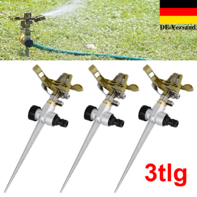 3x Rasensprenger Garten Metall Impulsregner Kreisregner Rasen Sprenger Sprinkler