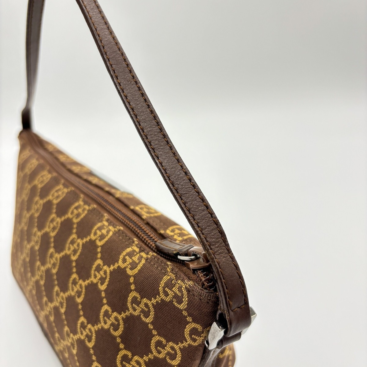 バッグ GUCCI accessory pouch hand bag GG brown GUCCI Accessory Pouch Handbag Purse GG Canvas Brown Auth | eBay
