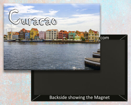 Curacao Waterfront Magnete da frigorifero fatto a mano 3,25"" x 2,25"" (PMD10004) - Foto 1 di 4