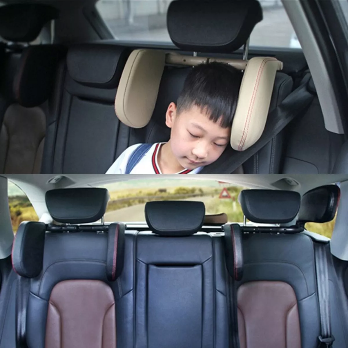 2 x Voiture Oreiller Cou Oreiller Voiture Soutien Du Cou Appui Tête Coussin  Pour Tête Cou (beige)