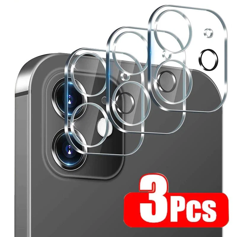 3 x Protector Pantalla Vidrio Templado para Lente de Camara iPhone