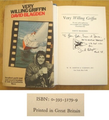Inscribed by David Blagden - Very Willing Griffin - 1st/1st - USA  & D/J - 1974