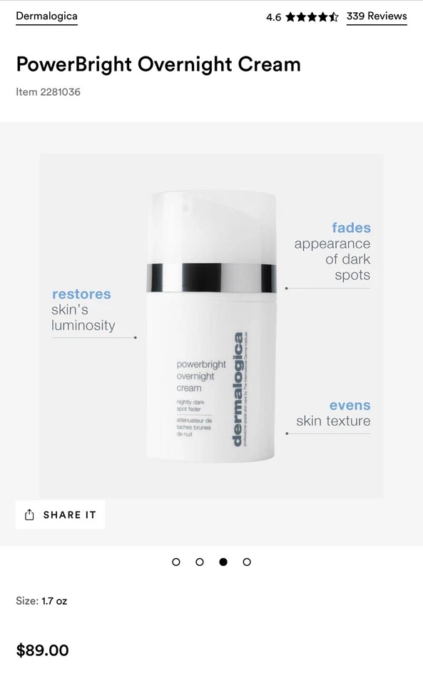 🔥🔥Dermalogica🔥🔥 Crema de noche Powerbright 1,7 oz nueva en caja. Dark Spot Fader. Foto 2 de 4