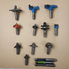 14 Ea.Router Bit Lot 1/2 Inch Shank Amana, Rockler, Bosch, FS Tool, CMT ETC