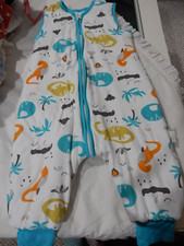 MOSE BEAR Boys Size Large Blue DINOSAUR cotton Sleep Sack Walkable Thick Quilte