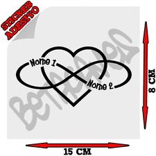 Personalizza con i Tuoi Nomi L' Infinito Sticker Adesivo Decal Cuore 2 Nomi