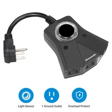 DEWENWILS Outdoor Light Timer Dusk to Dawn Plug Outlet Timer 2/4/6/8 Countdown