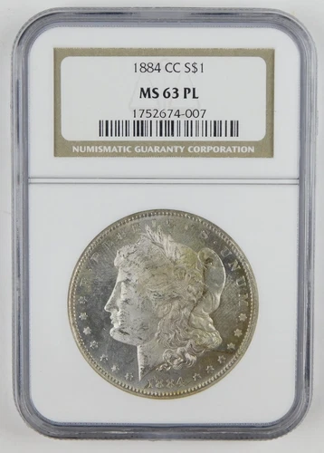 1884-CC $1 Morgan Silver Dollar NGC MS63 PL Choice BU+ Proof-Like Coin C2258
