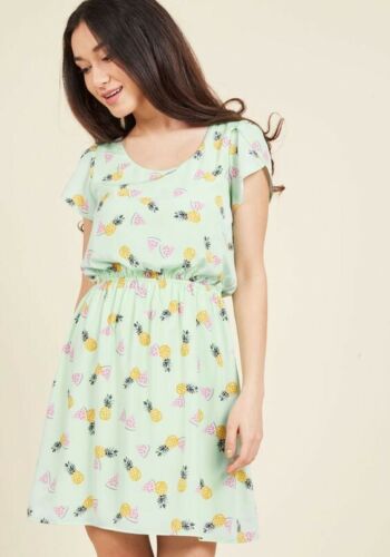 Pineapple Watermelon Print Dress, Size Medium