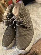 DEL TORO Gray QUILTED LEATHER Boots Shoes Made IN ITALY CHUKKA SZ 11 Preloved